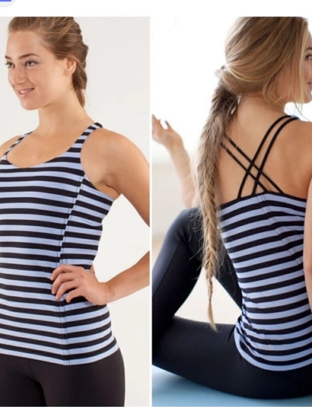 lululemon athletica Striped Double-Strap Tank - navy & Light Blue